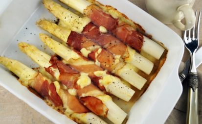 Spargel mit Schinken und Chèvre
