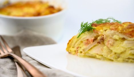 Lachsgratin - vegetarische Küche