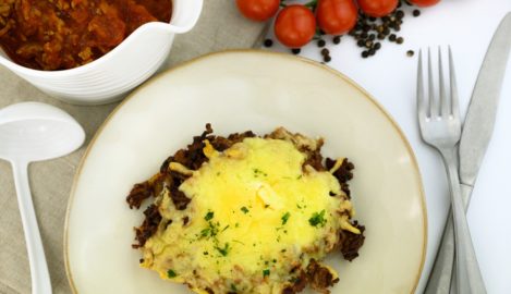 Eierpfanne mit Hackfleischsauce