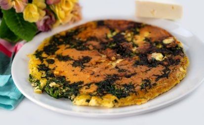 Spinatpfannkuchen mit Fetakäse