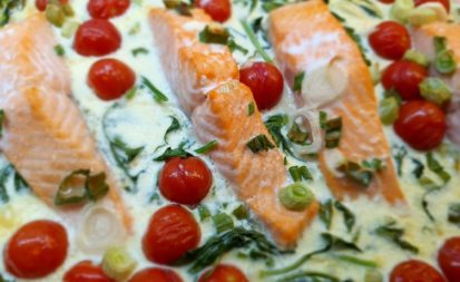 Lachs-Spinat-Tomaten aus dem Backofen