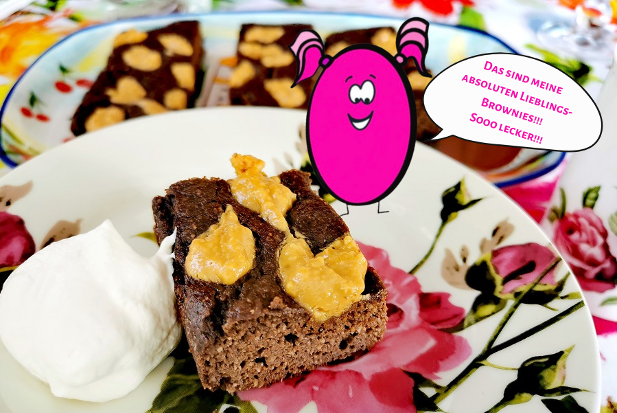 Kosimas Lieblingsbrownies mit Erdnussbuttertopping